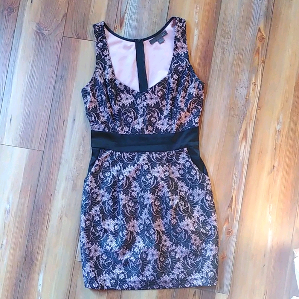 Gorgeous small pink with black lace dress